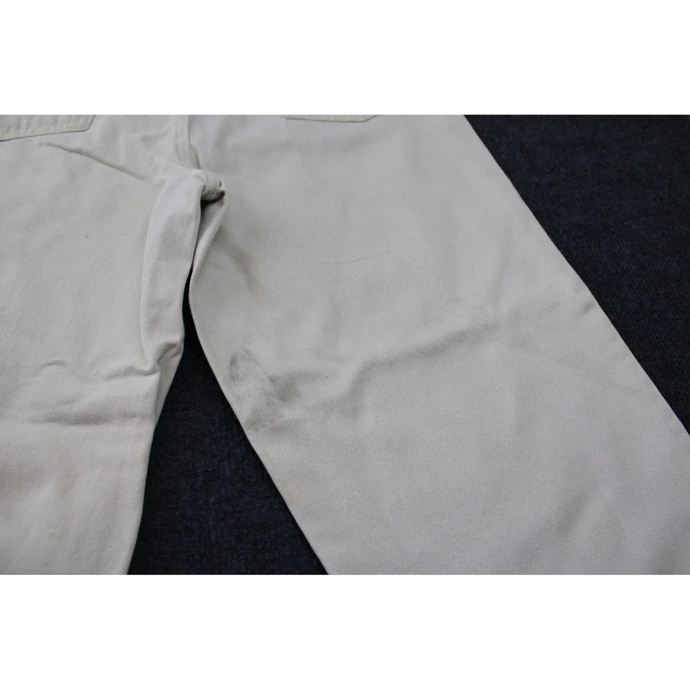 BDG Urban Outfitters Cream Wide Leg 8-Ball Graphic Raw Hem Jeans Mens 29